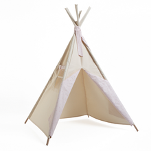 Load image into Gallery viewer, Beige children's tipi STARS pink