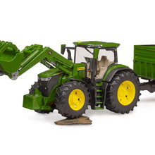 Cargar imagen en el visor de la galería, Tractor de juguete John Deere 7R 350 con cargador frontal y remolque