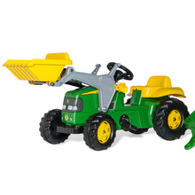 Load image into Gallery viewer, John Deere pedal tractor with loader and trailer