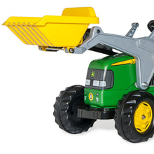 Load image into Gallery viewer, John Deere pedal tractor with loader and trailer