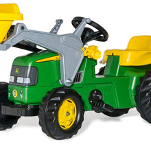 Load image into Gallery viewer, John Deere pedal tractor with loader and trailer