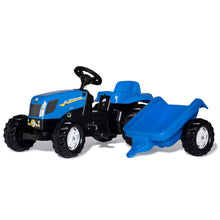 Cargar imagen en el visor de la galería, Tractor de pedales New Holland con remolque