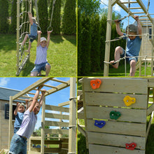 Cargar imagen en el visor de la galería, Parque Infantil de Madera Adventure Cottage con Plataforma, Tobogán y Gimnasio