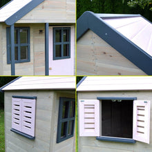 Cargar imagen en el visor de la galería, Parque Infantil de Madera Adventure Cottage con Plataforma, Tobogán y Gimnasio