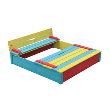 Carregar imagem no visualizador da galeria, Arenero infantil multi color con tapas y bancos - Sepp 120 x 120