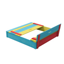 Carregar imagem no visualizador da galeria, Arenero infantil multi color con tapas y bancos - Sepp 120 x 120