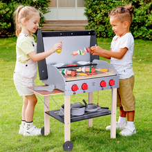 Cargar imagen en el visor de la galería, Barbacoa infantil de madera Gourmet Grill Hape con accesorios