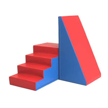 Load image into Gallery viewer, Foam Blocks for Motor Skills Stairs and Slide - Red and Blue