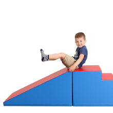 Load image into Gallery viewer, Foam Blocks for Motor Skills Stairs and Slide - Red and Blue
