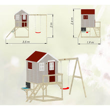 Load image into Gallery viewer, My Lodge children's garden playhouse with swing and kitchen