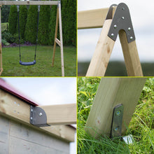 Load image into Gallery viewer, My Lodge children's garden playhouse with swing and kitchen