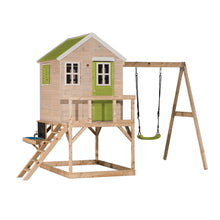 Load image into Gallery viewer, My Lodge children's garden playhouse with swing and kitchen