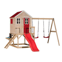 Carregar imatge al visor de la galeria, Casa infantil per a jardí My Lodge amb gronxador doble, tobogan i cuina