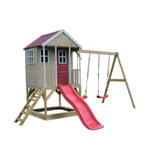 Carregar imatge al visor de la galeria, Casa infantil per a jardí Nordic Adventure House amb gronxador doble i tobogan