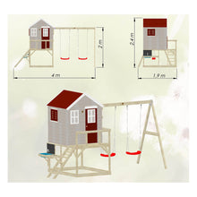Cargar imagen en el visor de la galería, Casa infantil para jardín  My Lodge con columpio doble y cocina