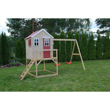 Load image into Gallery viewer, Wooden Playhouse - My Lodge with double swing