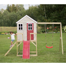 Cargar imagen en el visor de la galería, Casa infantil para jardín My Lodge con columpio, tobogán y cocina