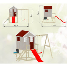 Cargar imagen en el visor de la galería, Casa infantil para jardín My Lodge con columpio, tobogán y cocina