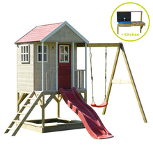 Load image into Gallery viewer, Wooden Playhouse - Nordic Adventure With Slide, Single Swing and Kitchen
