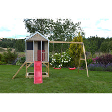 Carregar imatge al visor de la galeria, Casa infantil per a jardí Summer Adventure House amb gronxador doble i tobogan