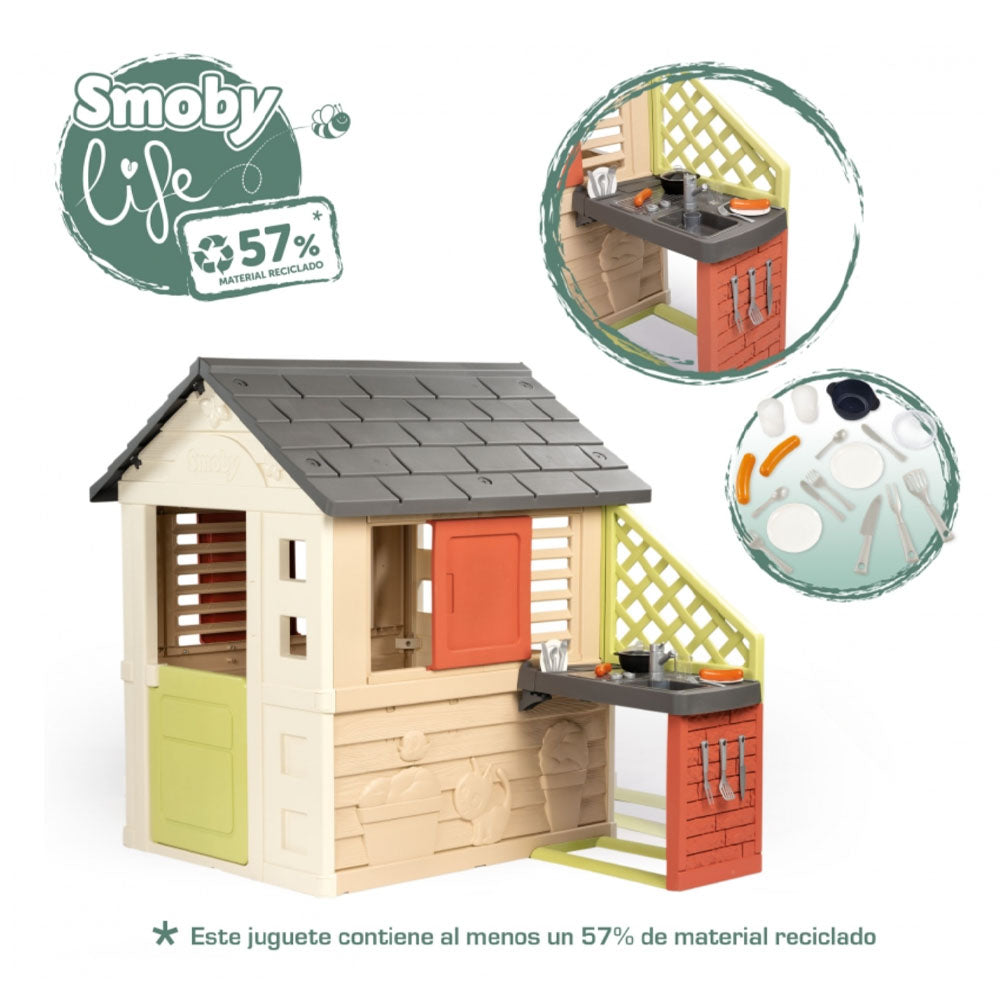Smoby Nature House Playhouse with Kitchen Juego y Jardín