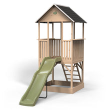 Cargar imagen en el visor de la galería, Casita de madera infantil con tobogán y arenero Panorama 500