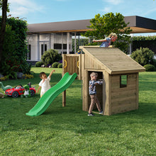 Cargar imagen en el visor de la galería, Casita Infantil de madera Fungoo TIBALU con Tobogán Verde