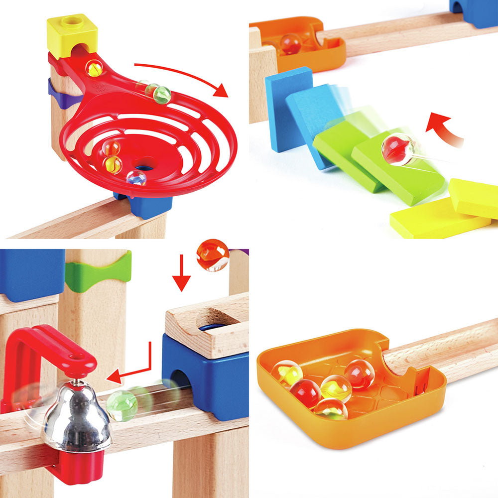 Pista De Canicas Rally De Carreras Hape - Juego De Construcción Con Obstáculos Y Dominó, Madera Sostenible