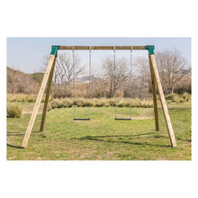 Carregar imatge al visor de la galeria, Gronxador Doble de Fusta Quadrada KARAI DELUXE amb cadenes