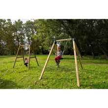 Cargar imagen en el visor de la galería, Columpio individual de madera cuadrada KARAI DELUXE con cadenas