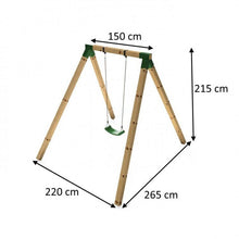 Cargar imagen en el visor de la galería, Columpio individual de madera cuadrada KARAI DELUXE con cadenas