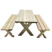 Cargar imagen en el visor de la galería, Mesa de picnic XERTA 180 Madera sin pintar para Uso Público y Privado