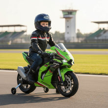 Carregar imatge al visor de la galeria, Moto Elèctrica Infantil Kawasaki Ninja ZX-R10 12V Verda