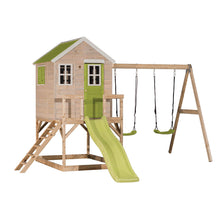 Carregar imatge al visor de la galeria, Casa infantil per a jardí My Lodge amb gronxador doble i tobogan
