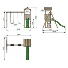 Cargar imagen en el visor de la galería, Parque infantil CARLIT L techo de lona Básica con columpio doble