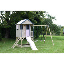 Cargar imagen en el visor de la galería, Parque Infantil de Madera Adventure Cottage con Casita, Tobogán y Doble Columpio