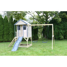 Cargar imagen en el visor de la galería, Parque Infantil de Madera Adventure Cottage con Casita, Tobogán y Doble Columpio