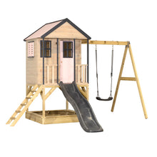 Load image into Gallery viewer, Wooden Adventure Cottage Playground with Platform, Slide, and Swing