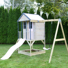 Load image into Gallery viewer, Wooden Adventure Cottage Playground with Platform, Slide, and Swing