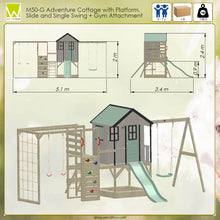 Load image into Gallery viewer, Adventure Cottage Wooden Playset with Slide, Swing, and Gym