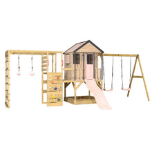 Load image into Gallery viewer, Adventure Cottage Wooden Playground with Slide, Double Swing, and Gym