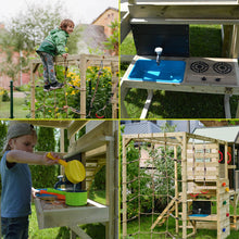 Load image into Gallery viewer, Adventure Cottage Wooden Playground with Slide, Double Swing, and Gym