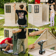 Load image into Gallery viewer, Adventure Cottage Wooden Playground with Slide, Double Swing, and Gym