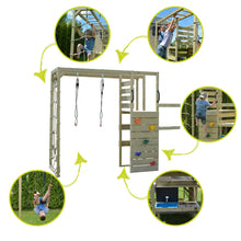 Load image into Gallery viewer, Adventure Cottage Wooden Playground with Slide, Double Swing, and Gym