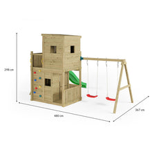 Load image into Gallery viewer, Parque Infantil Fungoo Lofter 2 columpios con tobogán Verde