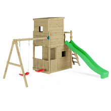Load image into Gallery viewer, Parque Infantil Fungoo Lofter 2 columpios con tobogán Verde