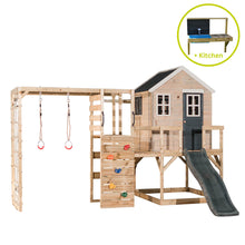 Cargar imagen en el visor de la galería, Parque infantil para jardín My Lodge con tobogán, gimnasio y cocina