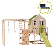 Cargar imagen en el visor de la galería, Parque infantil para jardín My Lodge con tobogán, gimnasio y cocina
