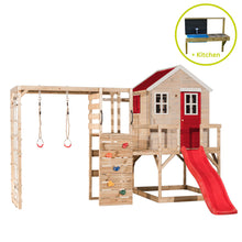 Cargar imagen en el visor de la galería, Parque infantil para jardín My Lodge con tobogán, gimnasio y cocina