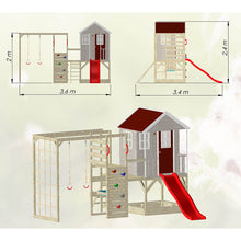 Cargar imagen en el visor de la galería, Parque Infantil para Jardín Nordic Adventure House con Tobogán, Gimnasio y Cocina